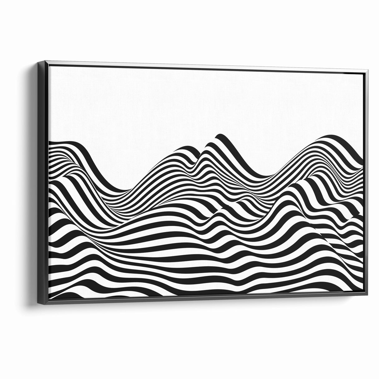Modern Black and White Abstract Art | Wavy Monochrome Canvas Design