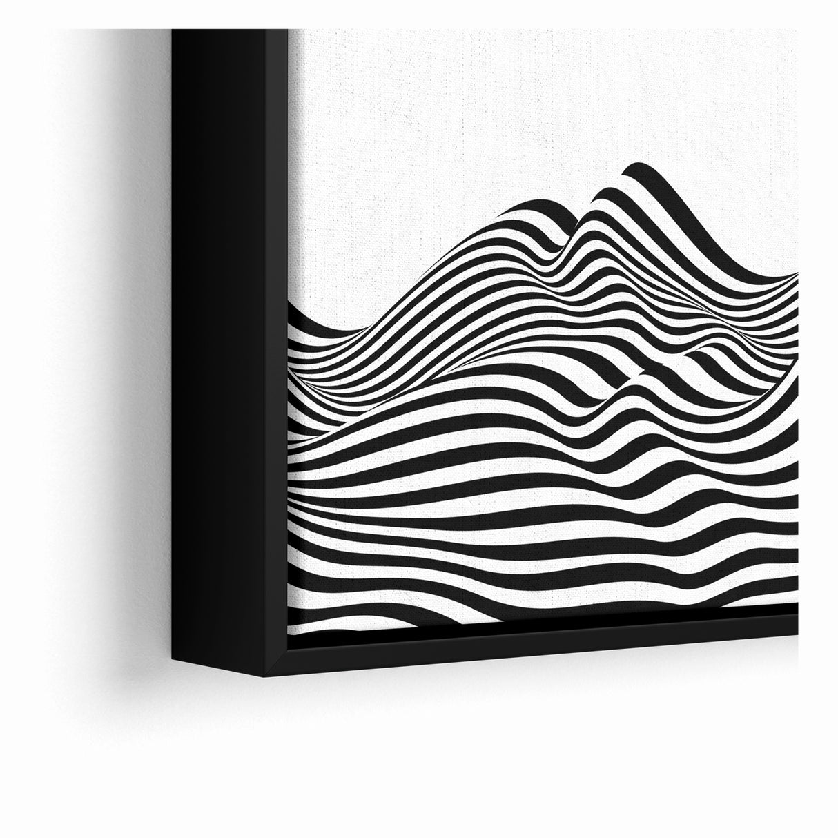 Modern Black and White Abstract Art | Wavy Monochrome Canvas Design
