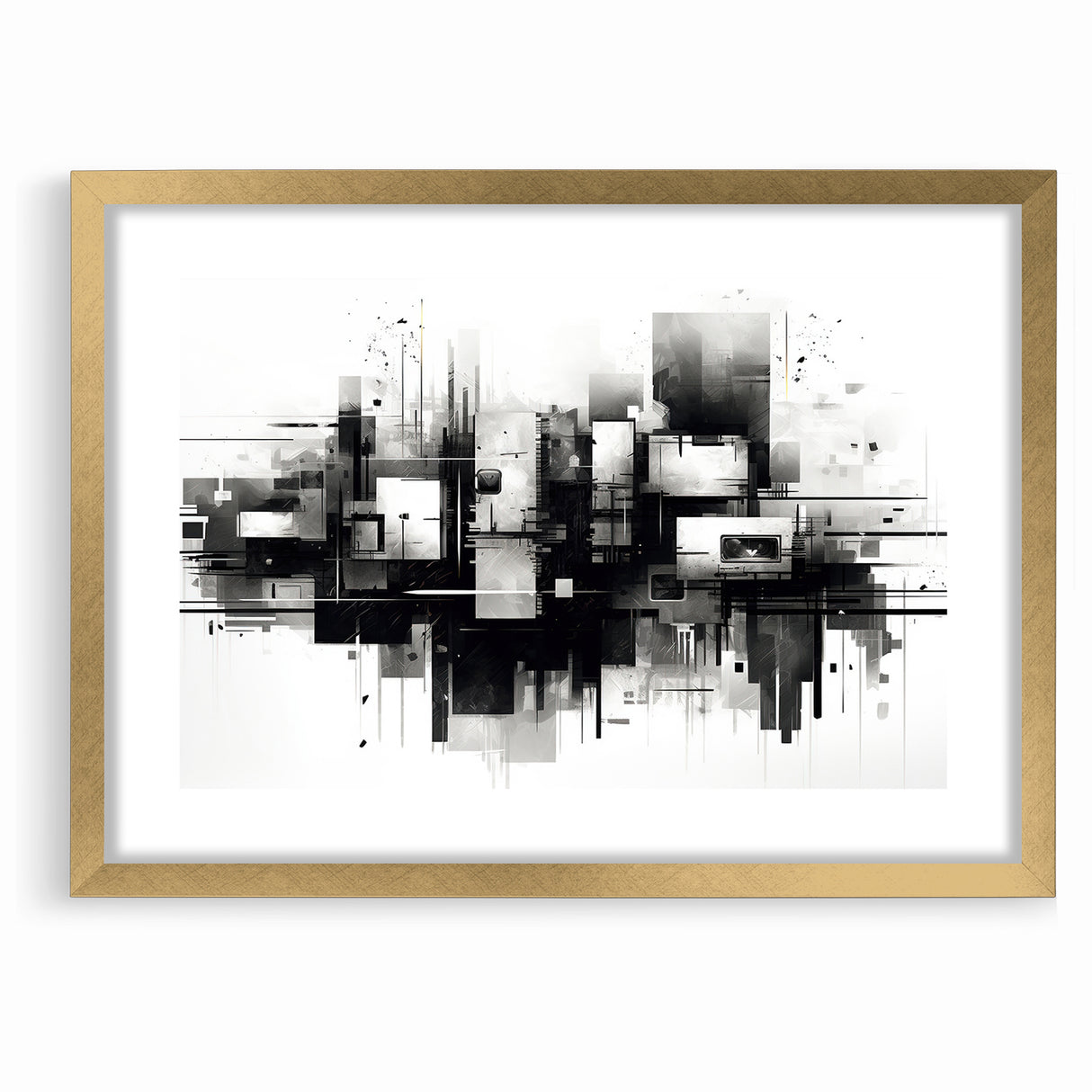 Geometric Black and White Abstract Art | Modern Monochrome Canvas