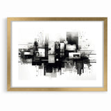 Geometric Black and White Abstract Art | Modern Monochrome Canvas