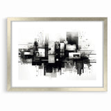 Geometric Black and White Abstract Art | Modern Monochrome Canvas