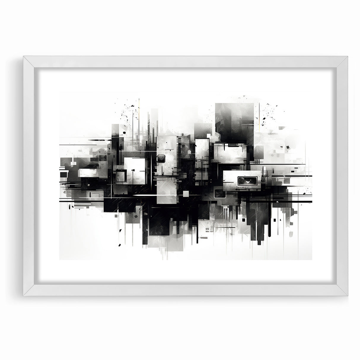 Geometric Black and White Abstract Art | Modern Monochrome Canvas
