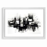 Geometric Black and White Abstract Art | Modern Monochrome Canvas