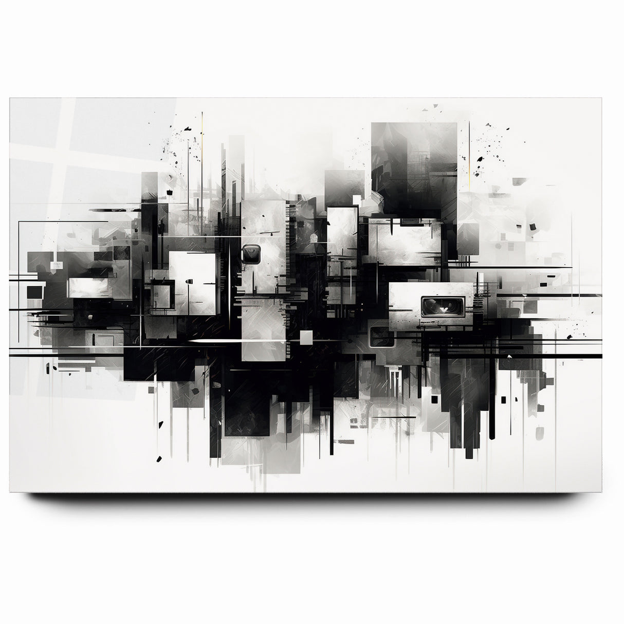 Geometric Black and White Abstract Art | Modern Monochrome Canvas