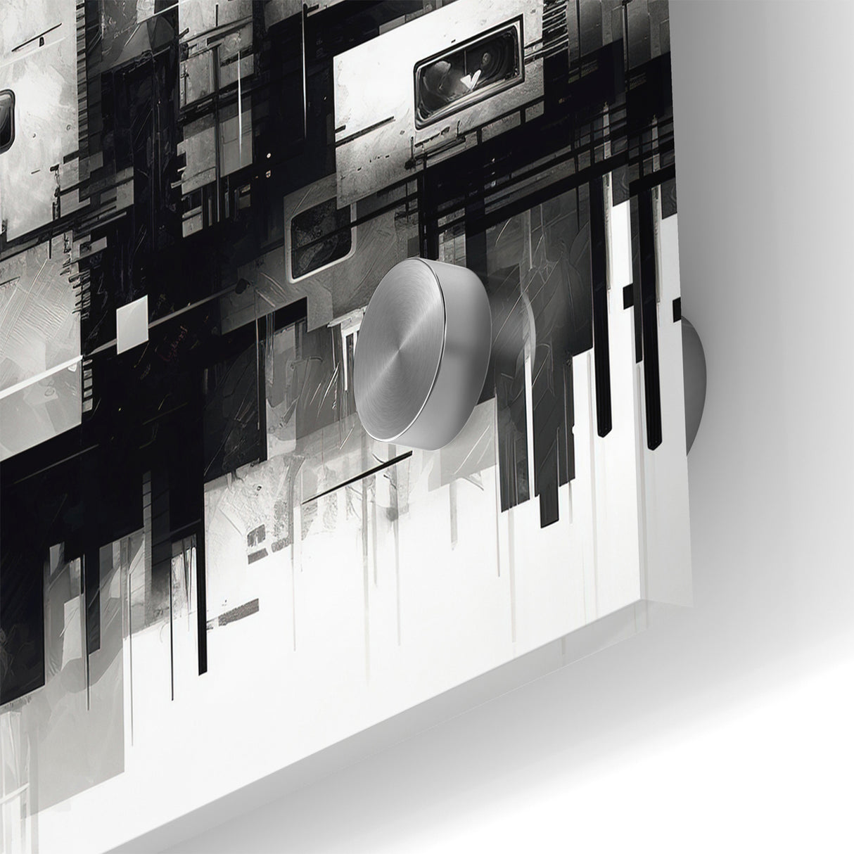 Geometric Black and White Abstract Art | Modern Monochrome Canvas