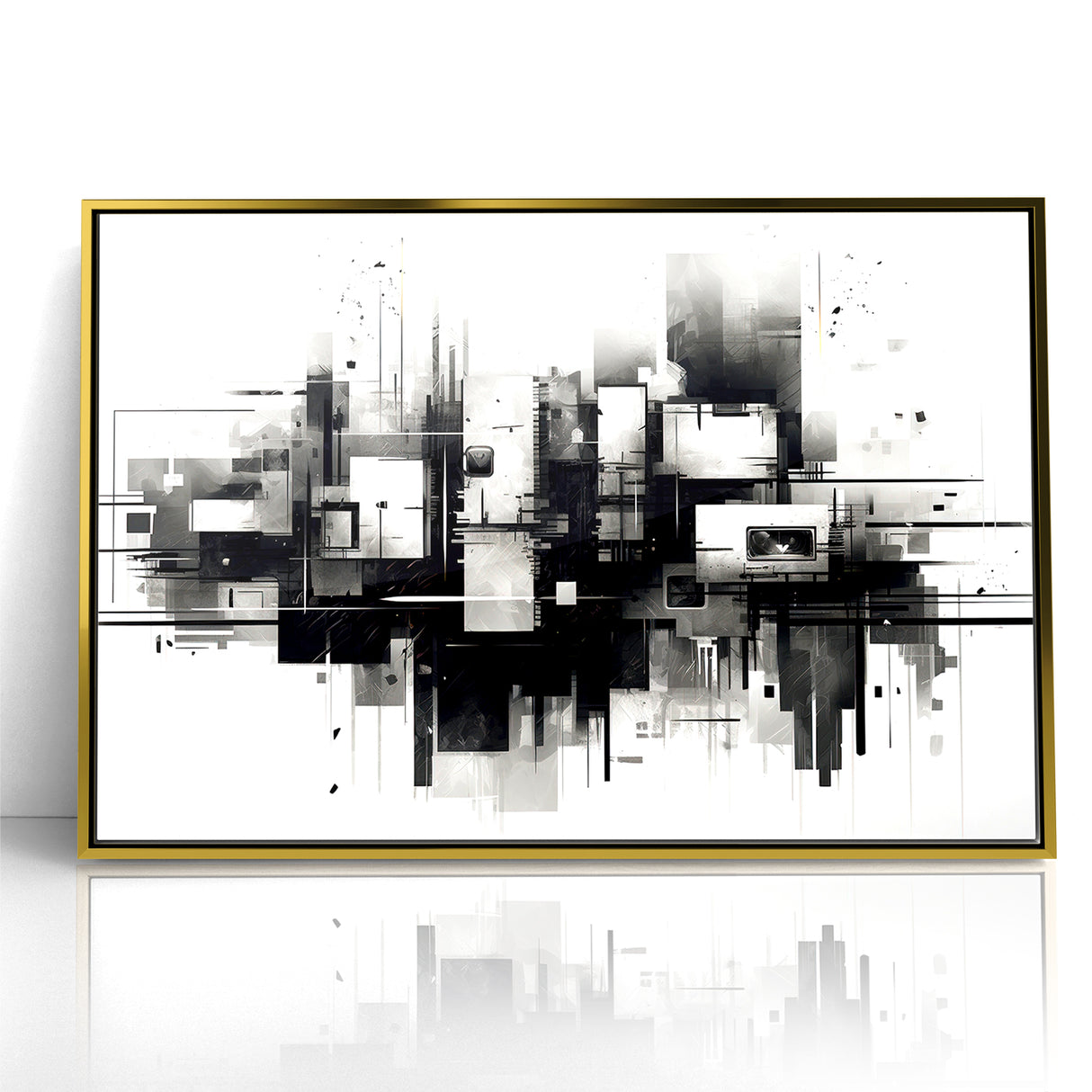 Geometric Black and White Abstract Art | Modern Monochrome Canvas