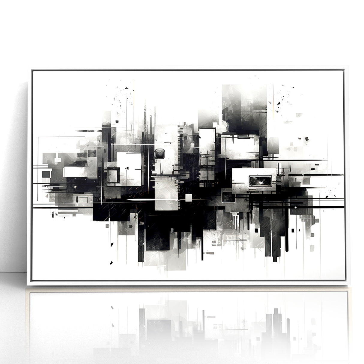 Geometric Black and White Abstract Art | Modern Monochrome Canvas