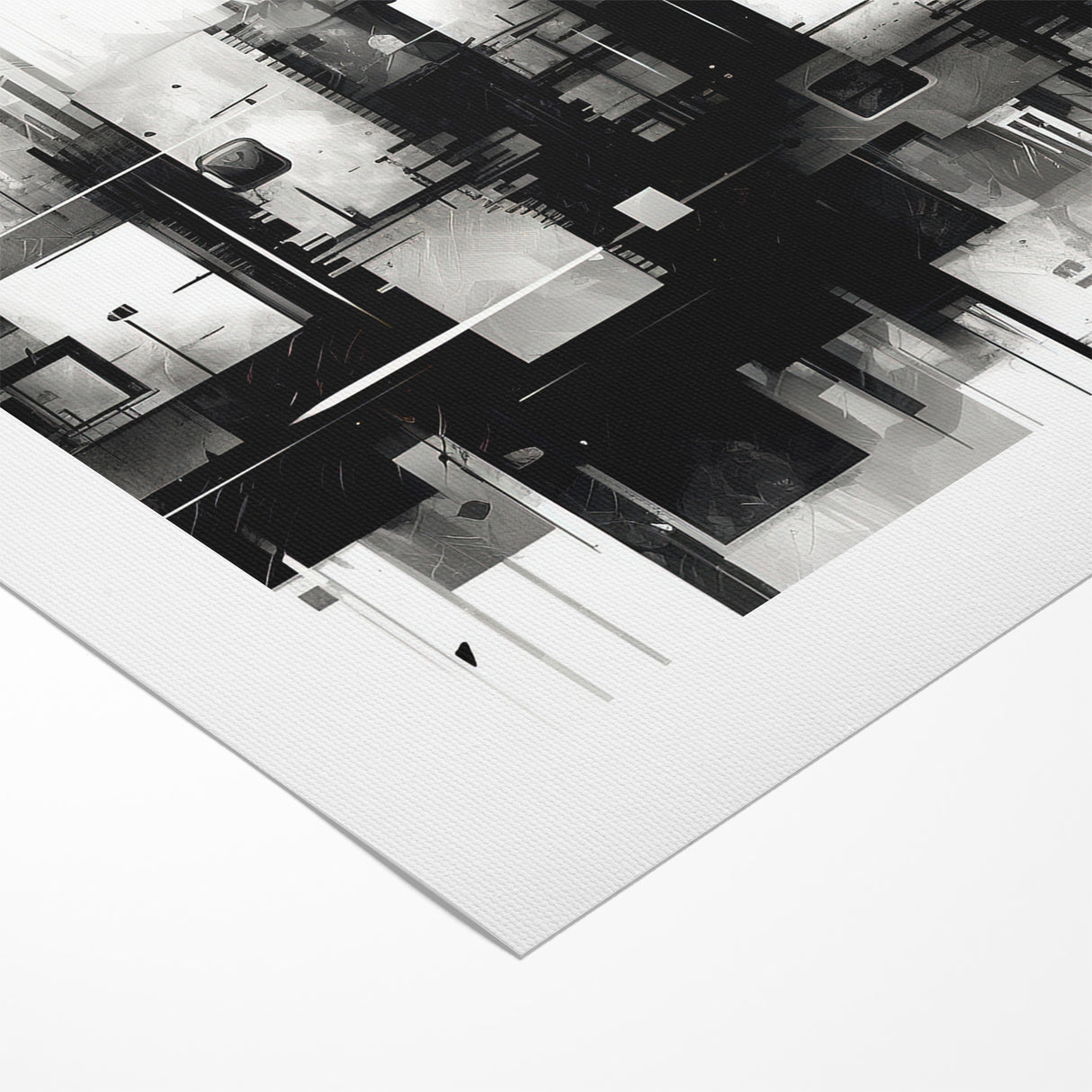 Geometric Black and White Abstract Art | Modern Monochrome Canvas