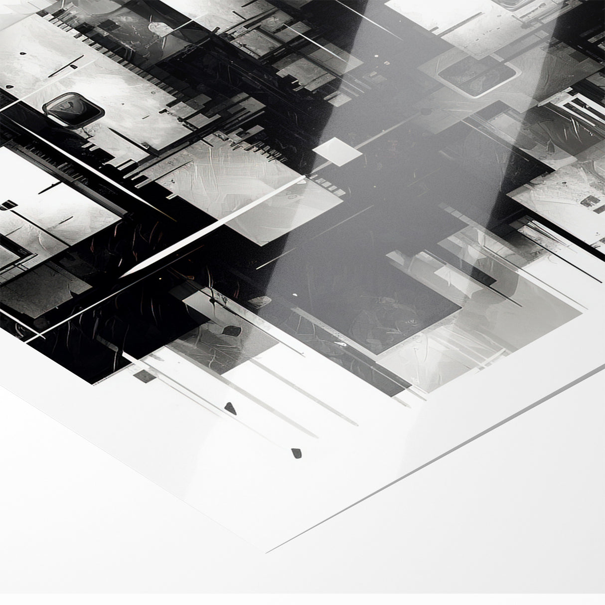Geometric Black and White Abstract Art | Modern Monochrome Canvas