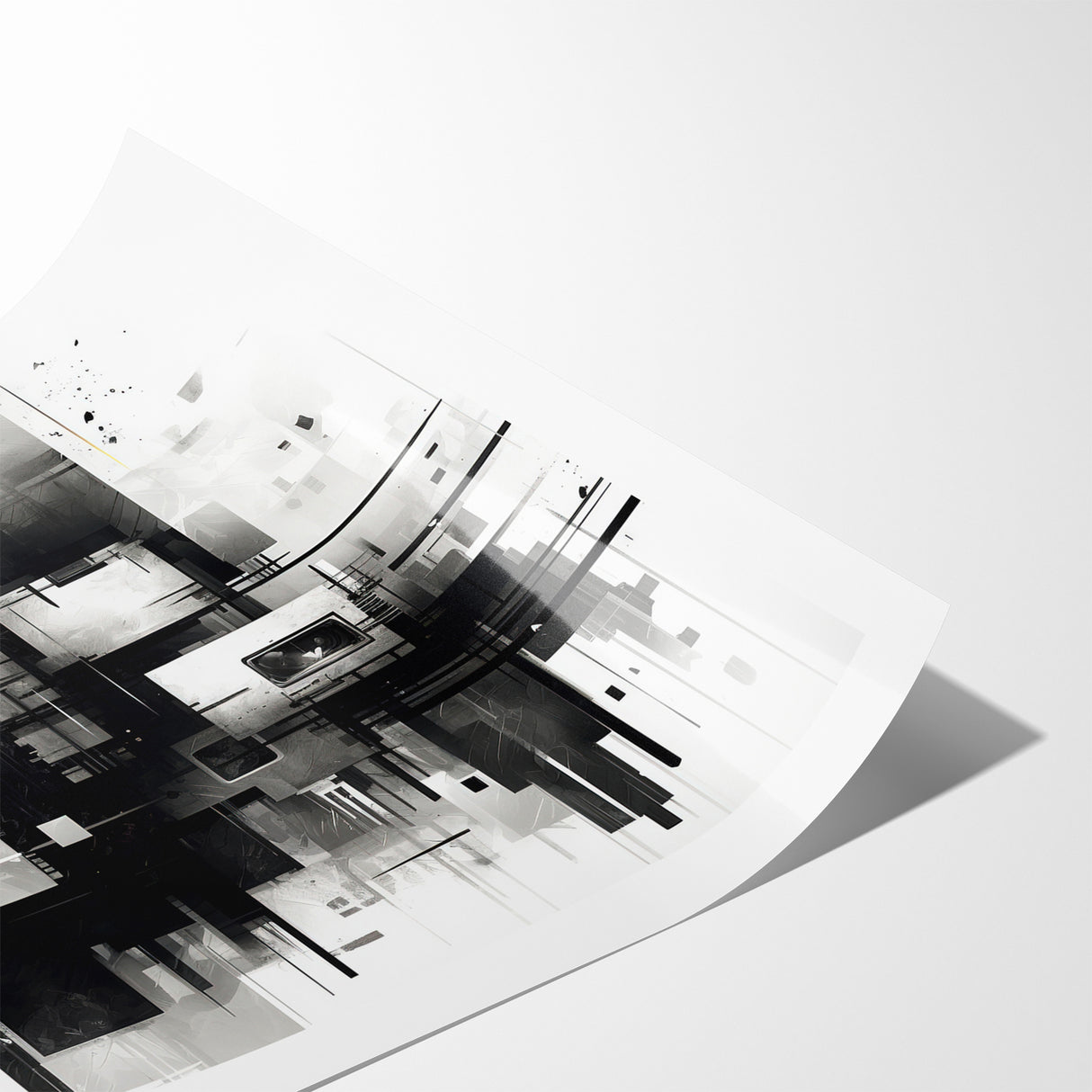 Geometric Black and White Abstract Art | Modern Monochrome Canvas