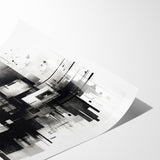 Geometric Black and White Abstract Art | Modern Monochrome Canvas