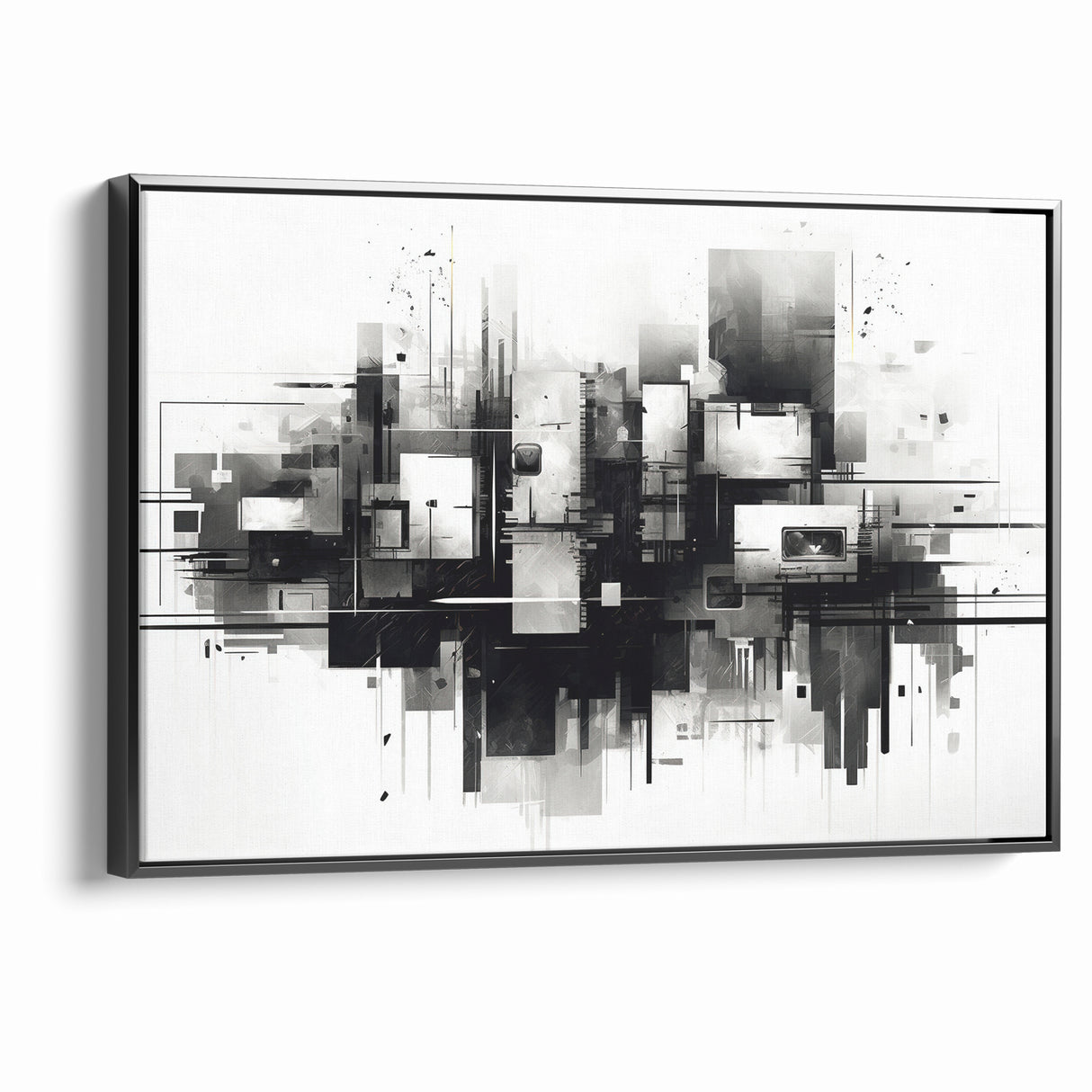 Geometric Black and White Abstract Art | Modern Monochrome Canvas