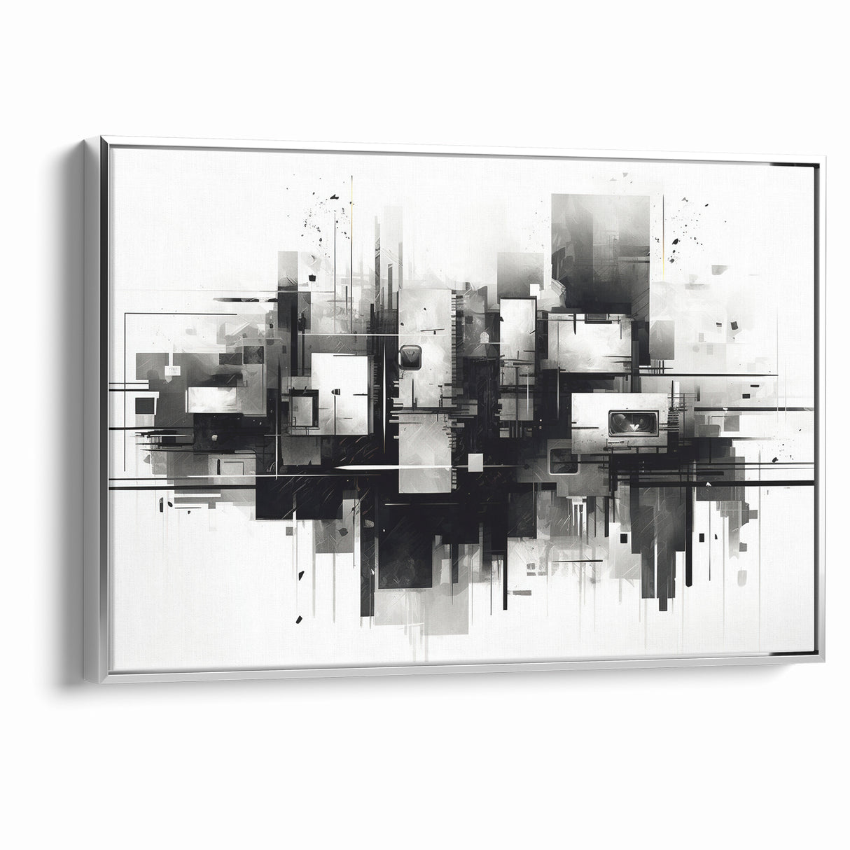 Geometric Black and White Abstract Art | Modern Monochrome Canvas