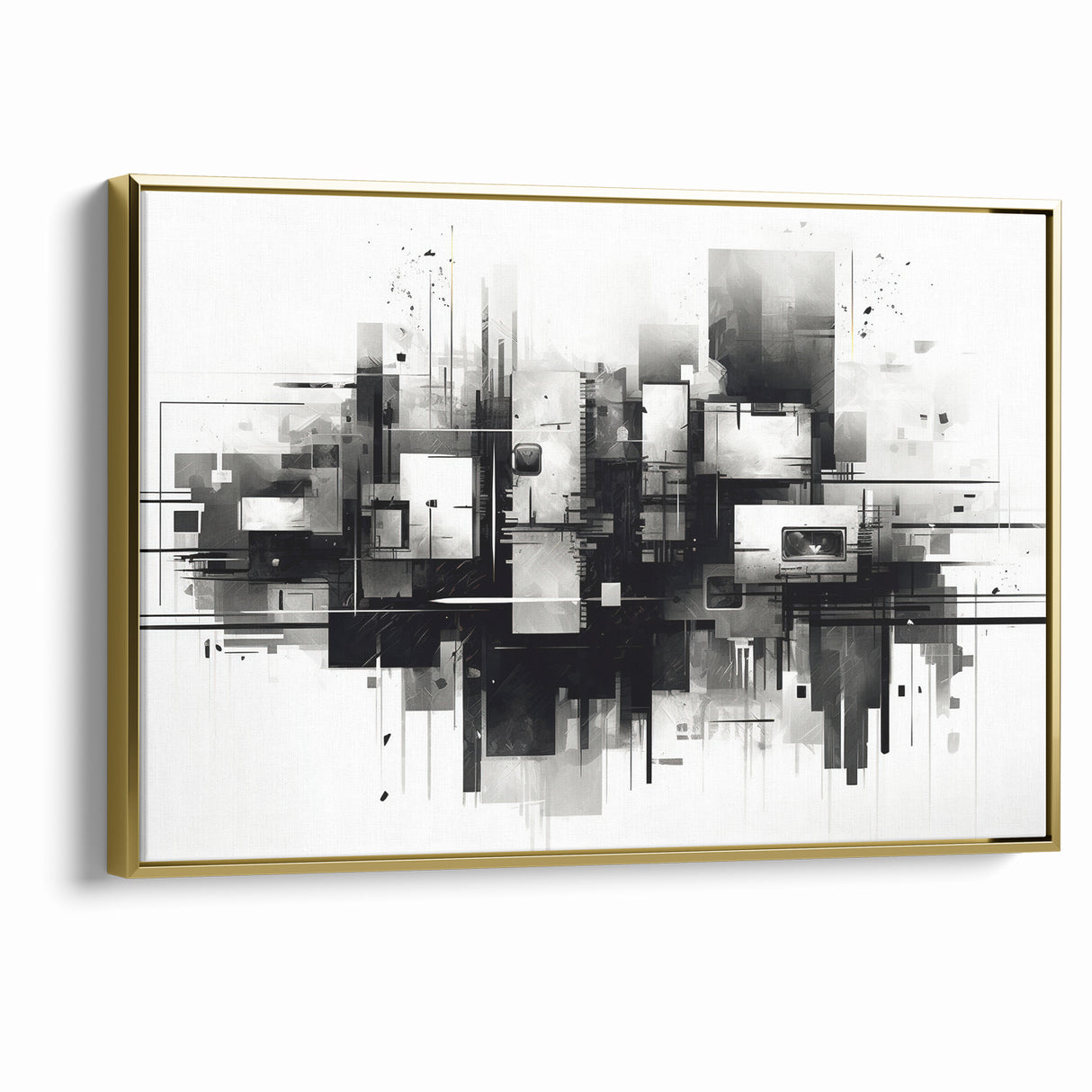 Geometric Black and White Abstract Art | Modern Monochrome Canvas