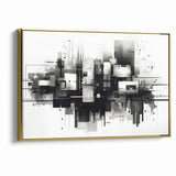 Geometric Black and White Abstract Art | Modern Monochrome Canvas