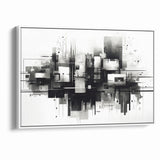 Geometric Black and White Abstract Art | Modern Monochrome Canvas