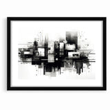 Geometric Black and White Abstract Art | Modern Monochrome Canvas
