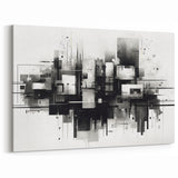 Geometric Black and White Abstract Art | Modern Monochrome Canvas