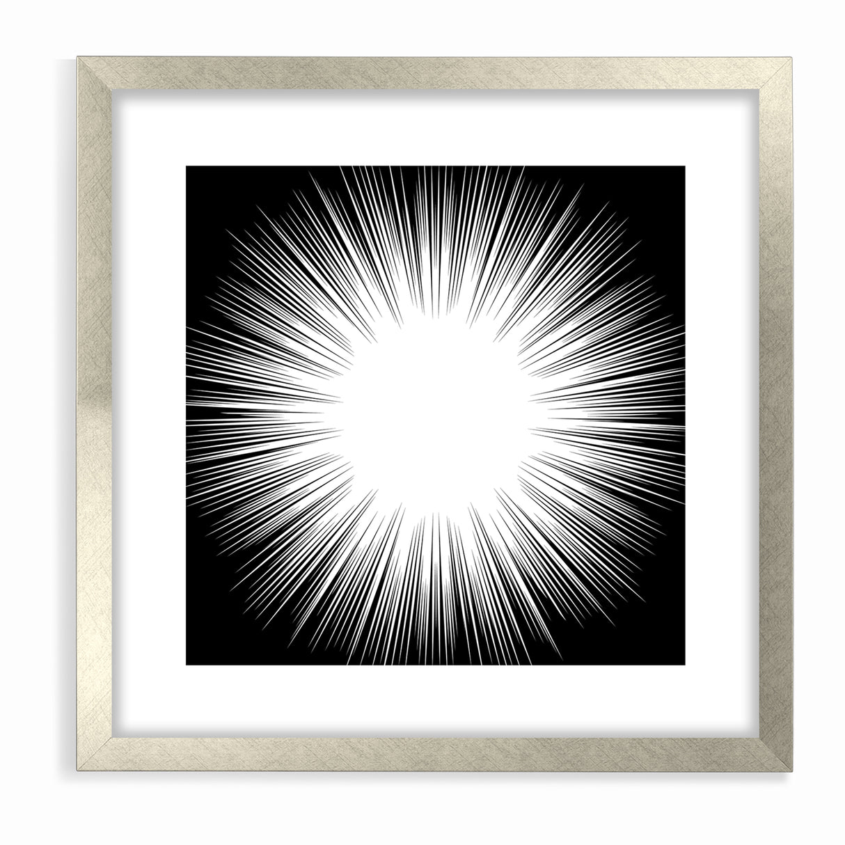 Radiant Black and White Abstract Art | Burst Monochrome Canvas Design
