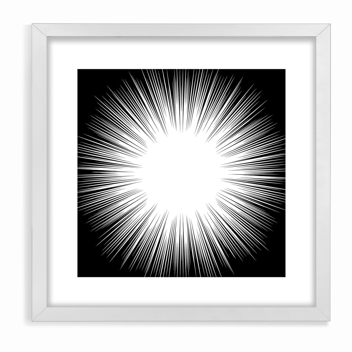 Radiant Black and White Abstract Art | Burst Monochrome Canvas Design