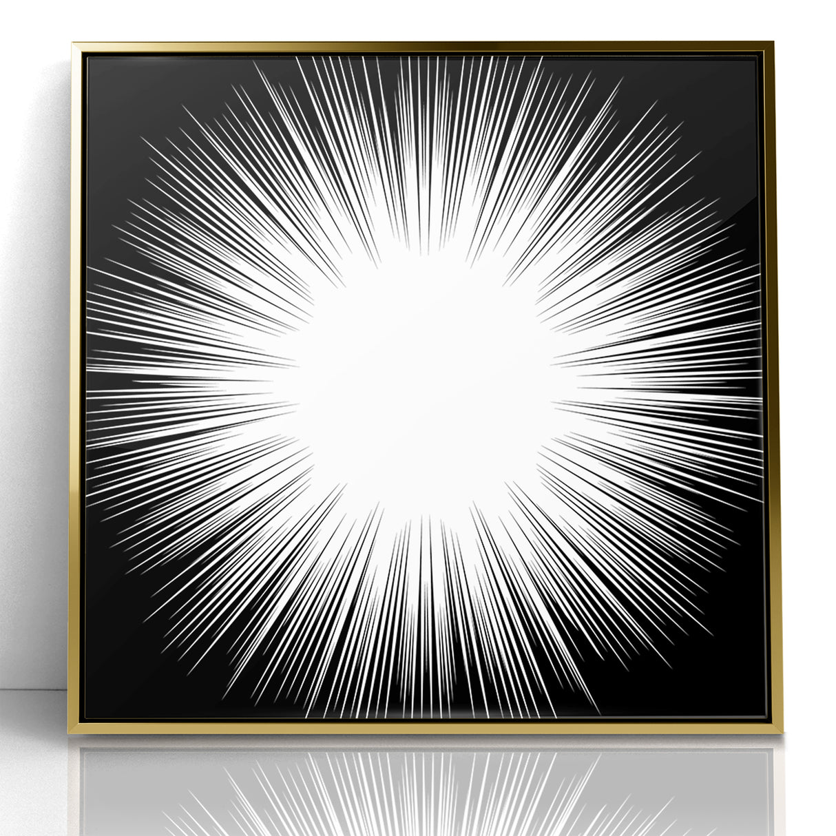 Radiant Black and White Abstract Art | Burst Monochrome Canvas Design