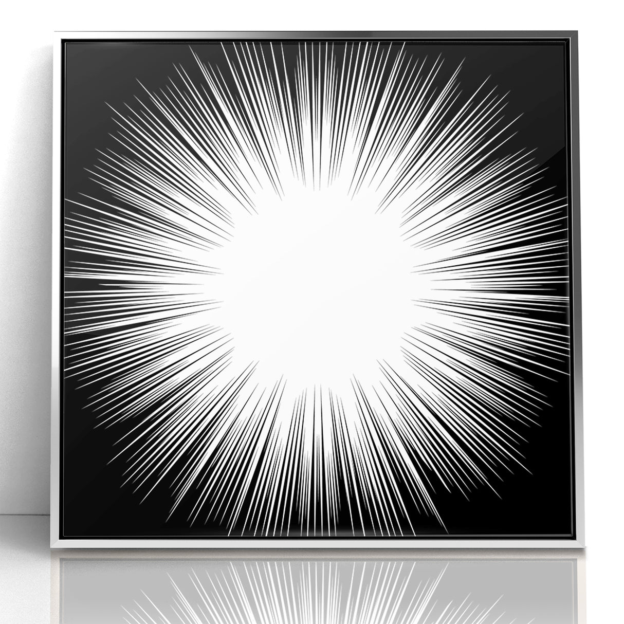 Radiant Black and White Abstract Art | Burst Monochrome Canvas Design