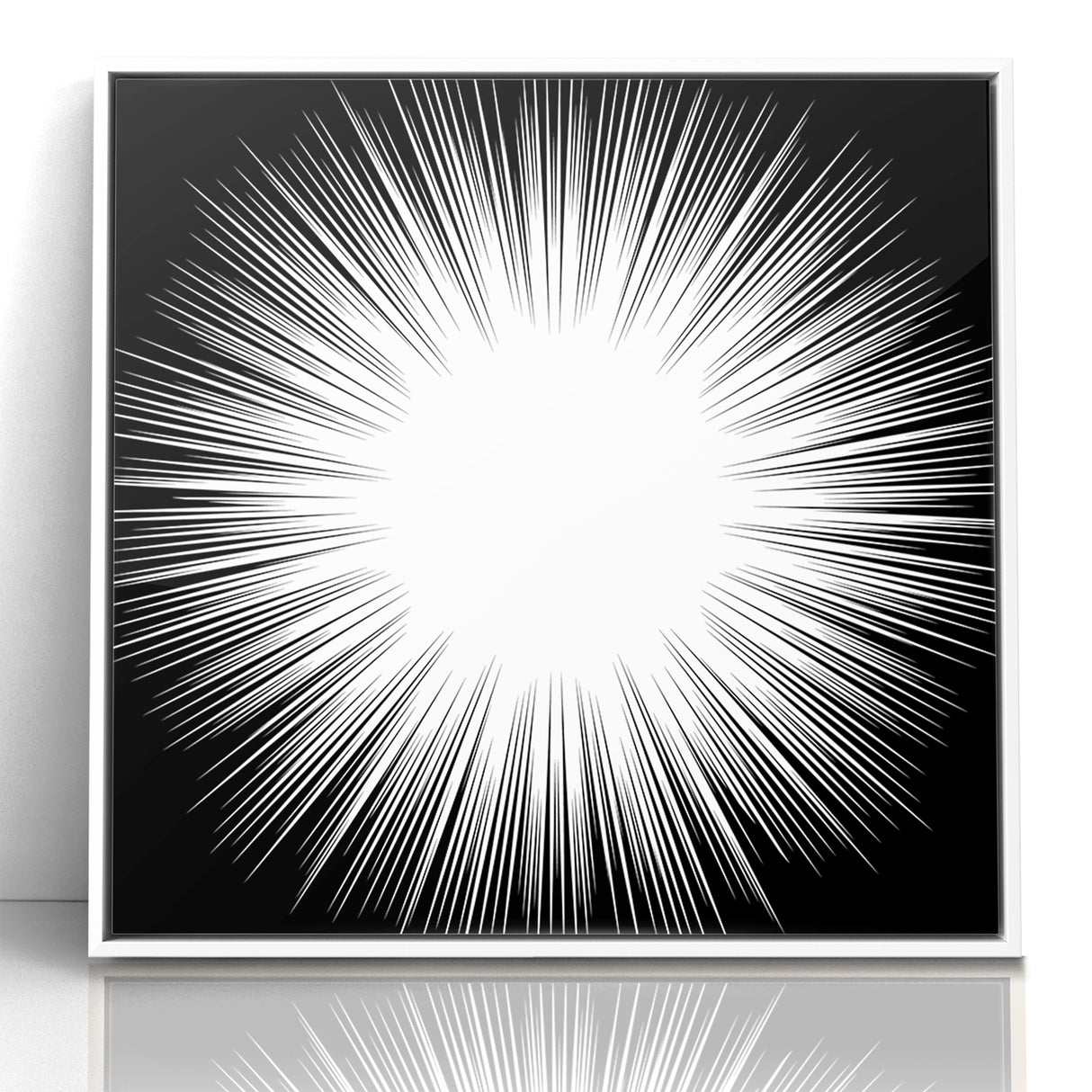Radiant Black and White Abstract Art | Burst Monochrome Canvas Design