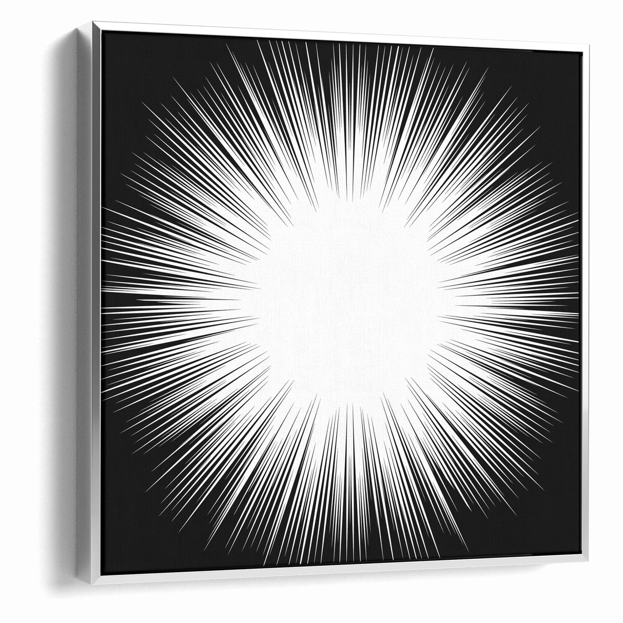 Radiant Black and White Abstract Art | Burst Monochrome Canvas Design