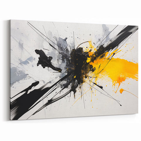Dynamic Black and White Abstract Art | Splash Monochrome Canvas Design