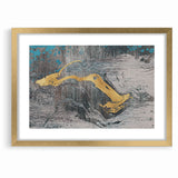 Golden Brush Strokes on Textured Abstract Line Art - Modern Wall Decor