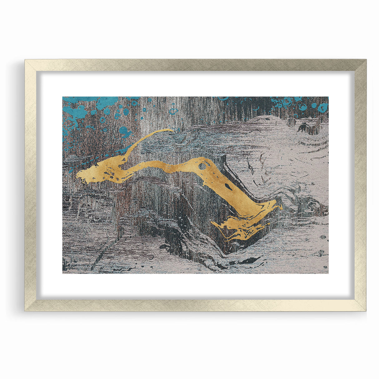 Golden Brush Strokes on Textured Abstract Line Art - Modern Wall Decor