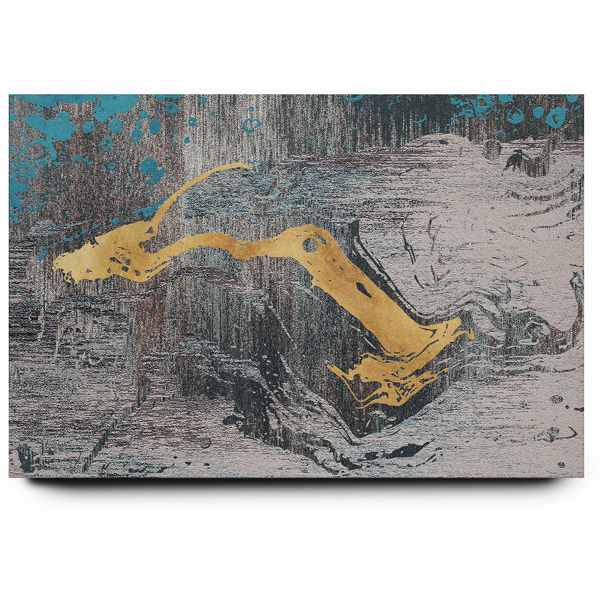 Golden Brush Strokes on Textured Abstract Line Art - Modern Wall Decor