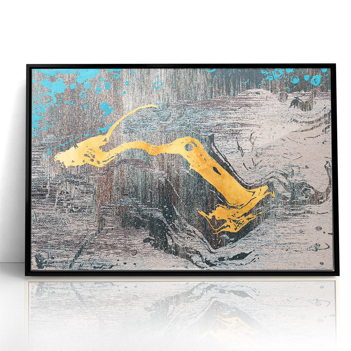 Golden Brush Strokes on Textured Abstract Line Art - Modern Wall Decor