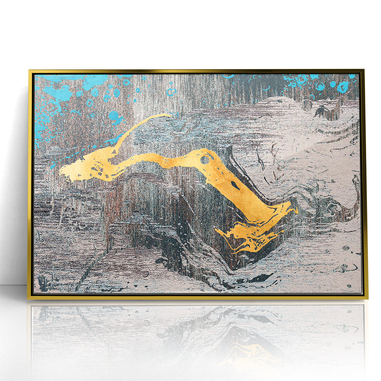 Golden Brush Strokes on Textured Abstract Line Art - Modern Wall Decor