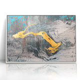 Golden Brush Strokes on Textured Abstract Line Art - Modern Wall Decor