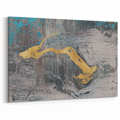 Golden Brush Strokes on Textured Abstract Line Art - Modern Wall Decor