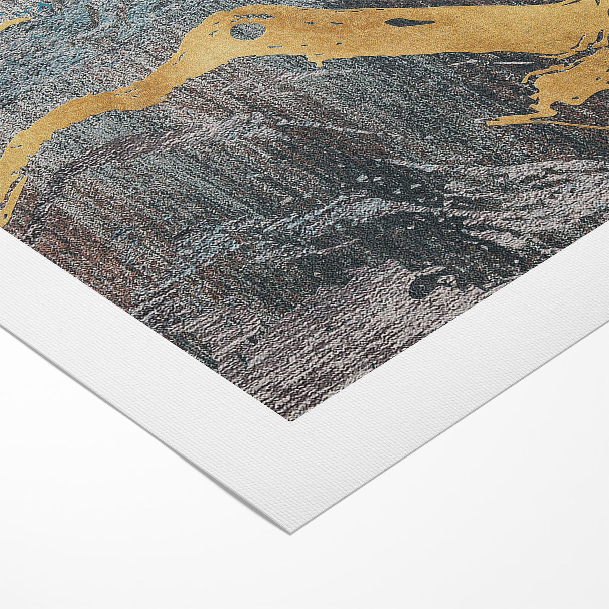 Golden Brush Strokes on Textured Abstract Line Art - Modern Wall Decor