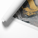 Golden Brush Strokes on Textured Abstract Line Art - Modern Wall Decor