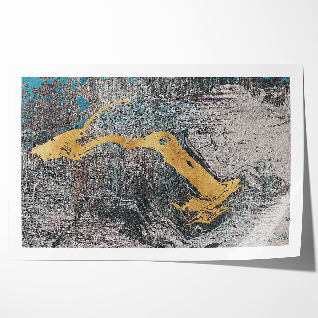 Golden Brush Strokes on Textured Abstract Line Art - Modern Wall Decor