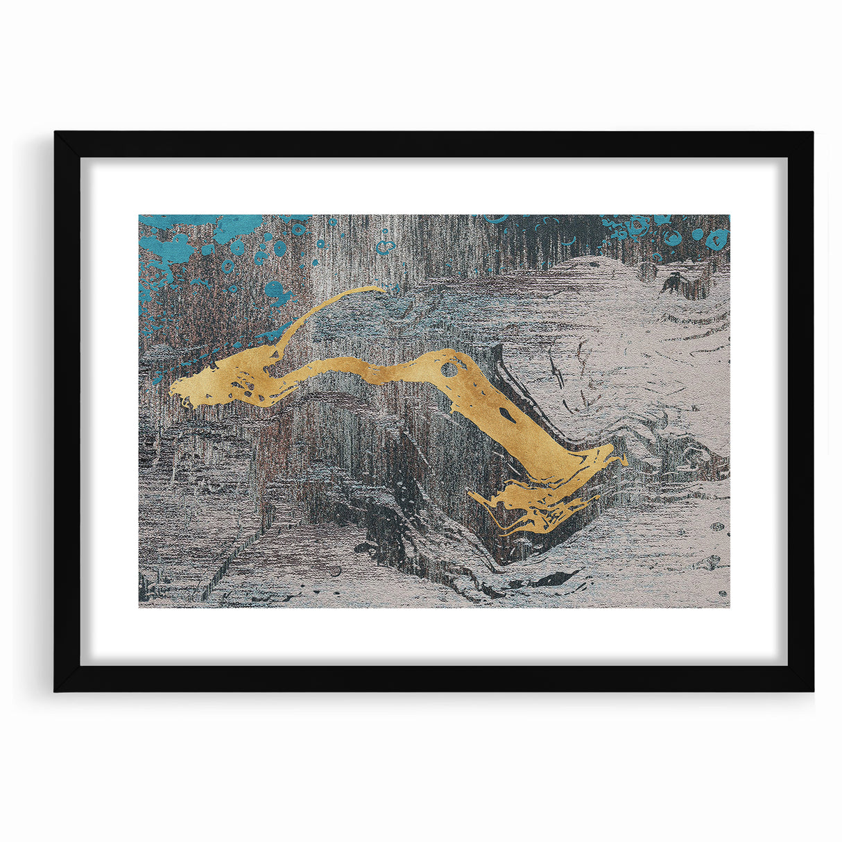 Golden Brush Strokes on Textured Abstract Line Art - Modern Wall Decor