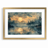 Abstract Nature Prints - Moonlit Lake Tranquility Wall Art
