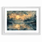 Abstract Nature Prints - Moonlit Lake Tranquility Wall Art