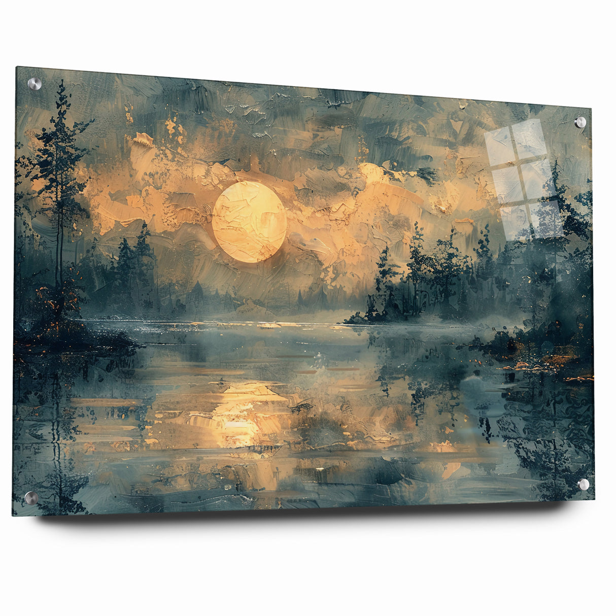Abstract Nature Prints - Moonlit Lake Tranquility Wall Art