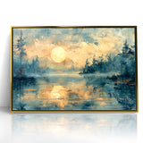 Abstract Nature Prints - Moonlit Lake Tranquility Wall Art