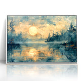 Abstract Nature Prints - Moonlit Lake Tranquility Wall Art