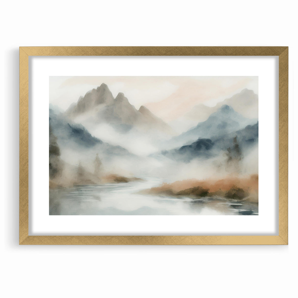 Abstract Nature Prints - Misty Mountain Serenity Wall Art