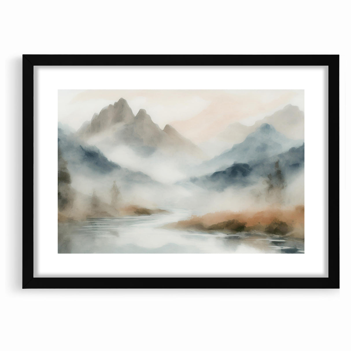 Abstract Nature Prints - Misty Mountain Serenity Wall Art