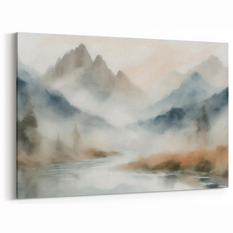 Abstract Nature Prints - Misty Mountain Serenity Wall Art