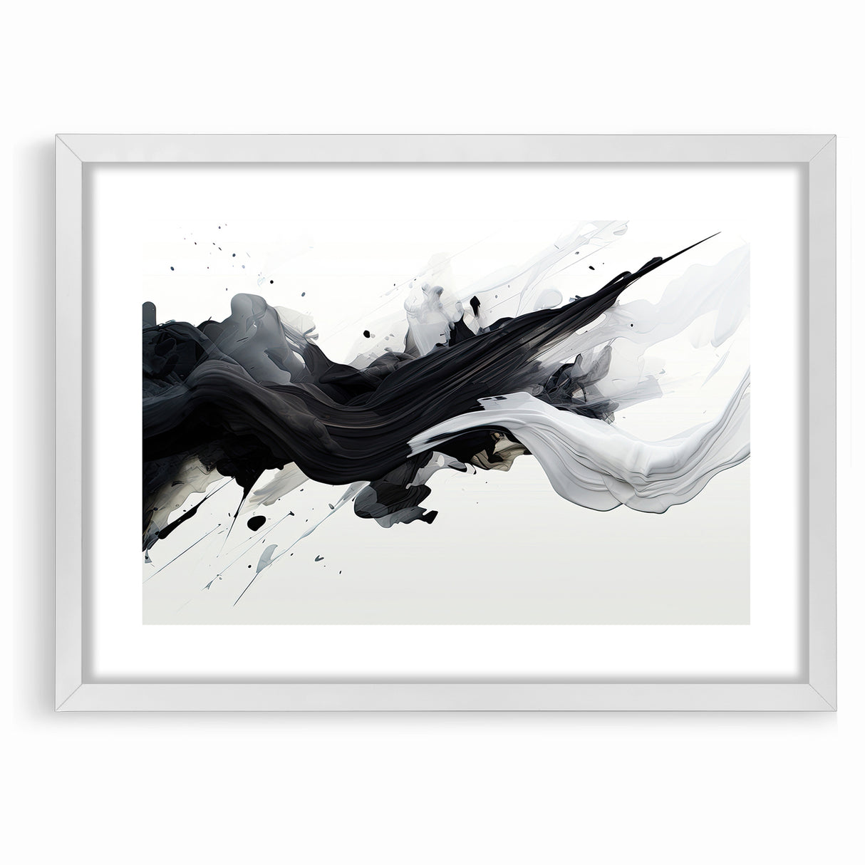 Flowing Black and White Abstract Art | Modern Monochrome Canvas Design