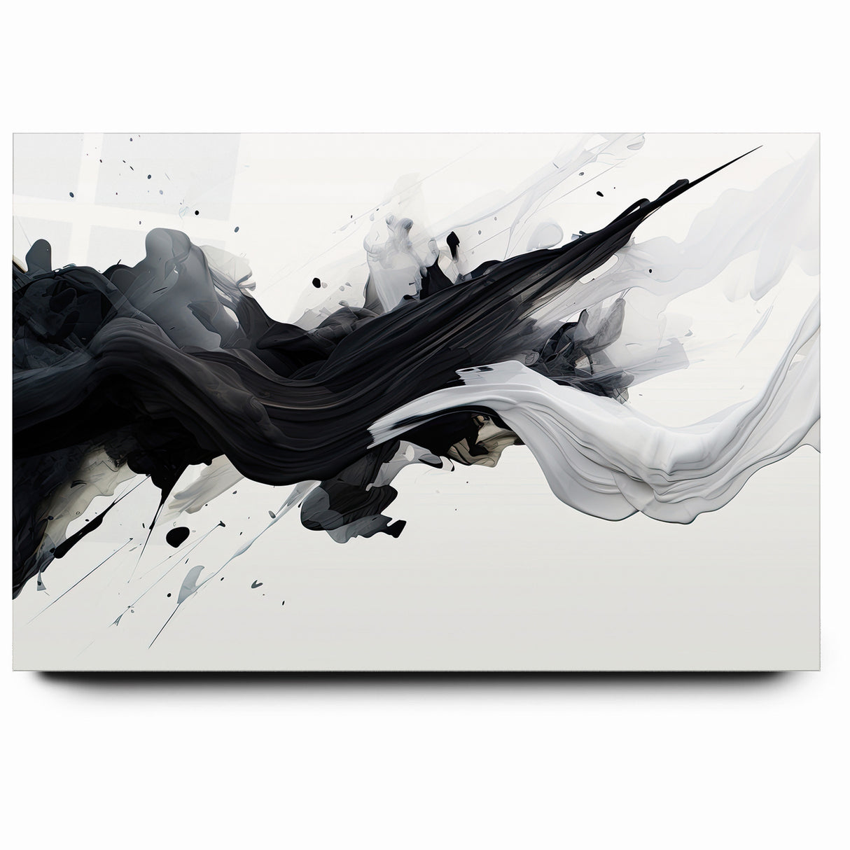 Flowing Black and White Abstract Art | Modern Monochrome Canvas Design